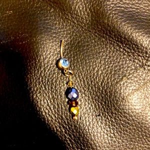Beautiful blue and gold dangle belly ring